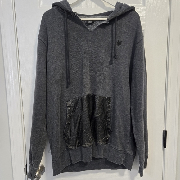 Zoo York Men's 90s Grunge Pullover Sweatshirt Faux Leather Hood Large - Picture 16 of 16
